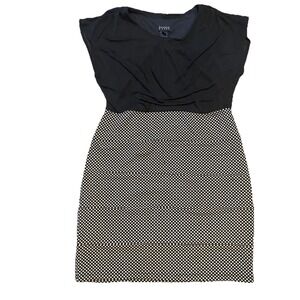 Enfocus Studio Black White Polka Dot Sheath Dress 14W Career Cocktail Retro-vibe